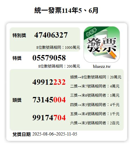 統一發票5 6月